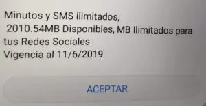 Consulta de saldo paquete sin limites