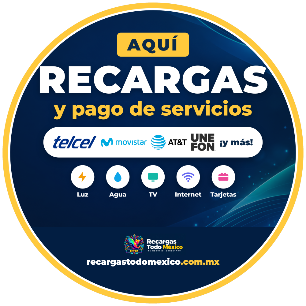 Calcomanía circular 30 cm de recargas y pago de servicios