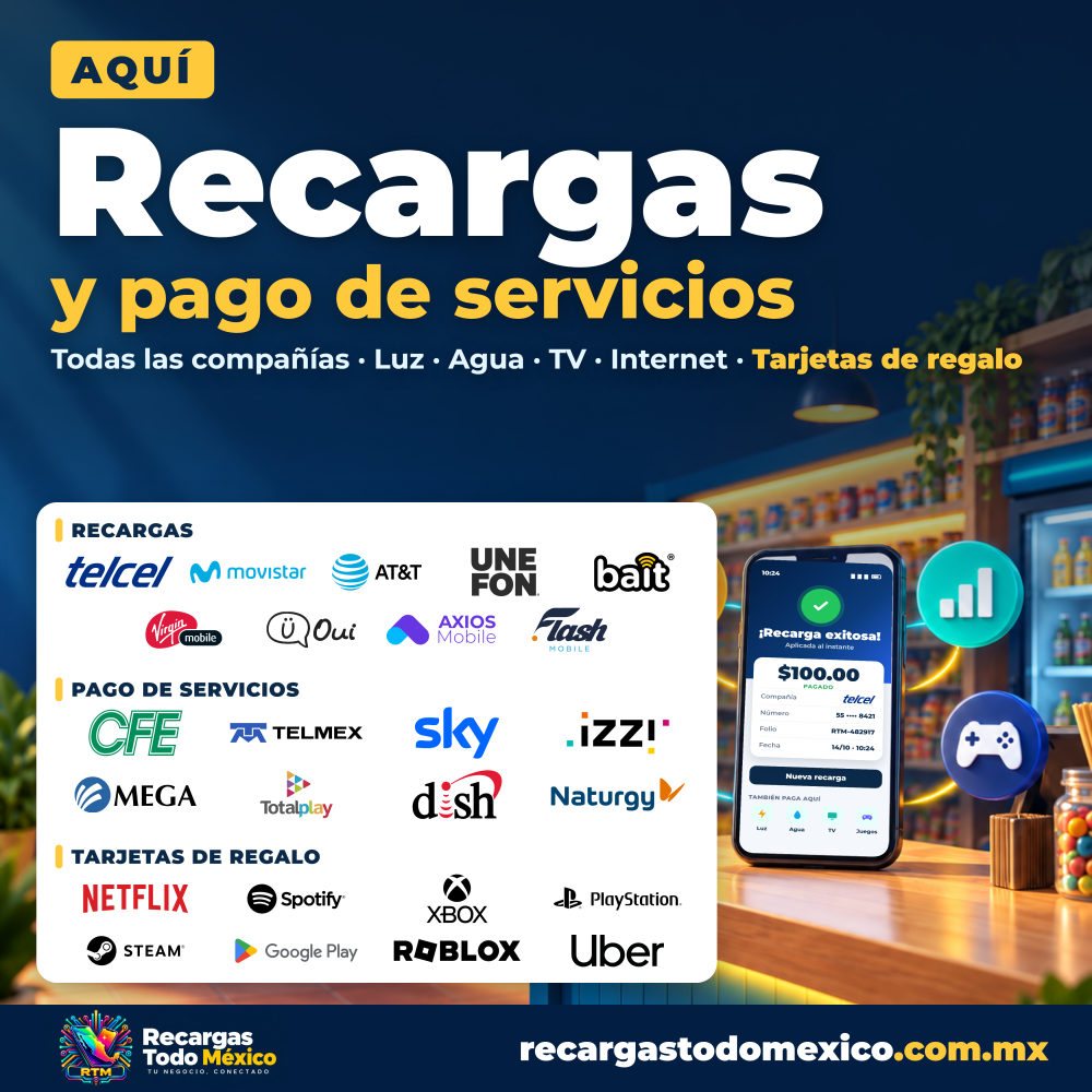 Lona cuadrada 1×1 m de recargas y pago de servicios